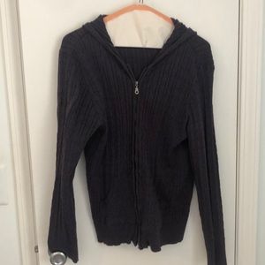 Purple cable knit sweater zip up
